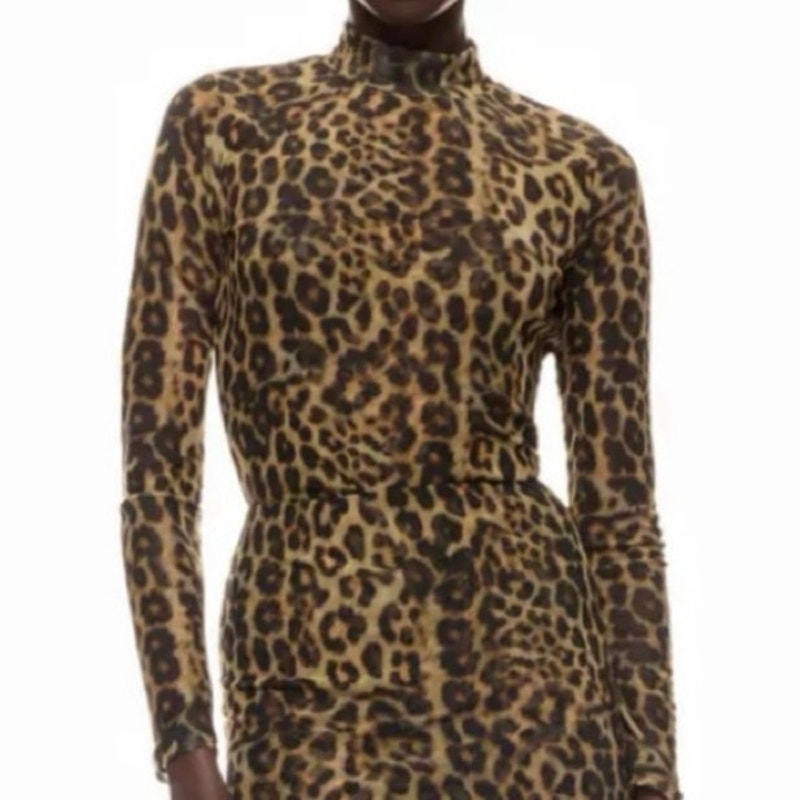Ronny Kobo Leopard Print Mesh Top Size Small